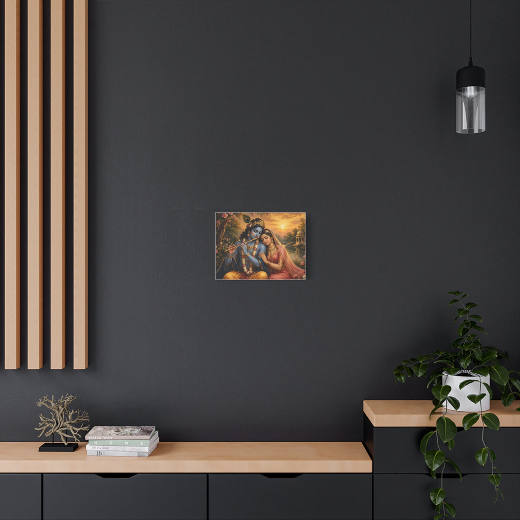 Radha Krishna Romantic Canvas Wall Art — Divine Hindu Mythology Print