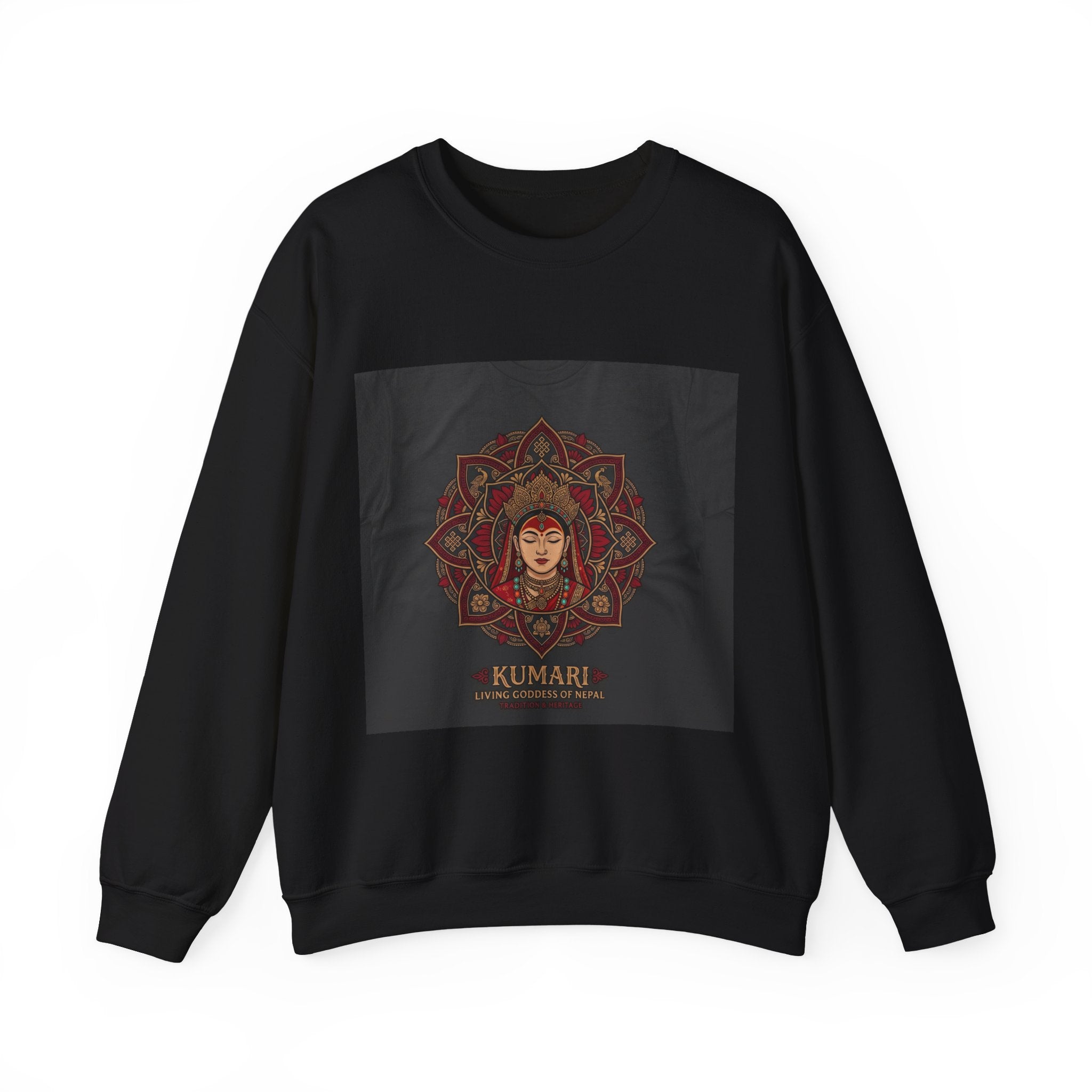 Kumari Mandala Crewneck Sweatshirt – Nepalese Kumari Goddess Graphic Pullover