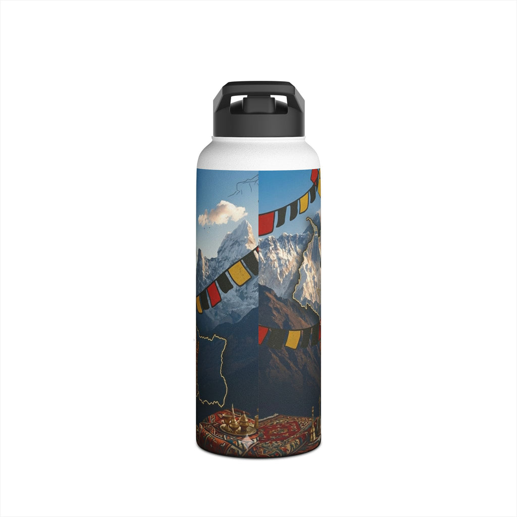 मेरो प्यारो नेपाल Stainless Water Bottle — Himalayan Prayer Flags & Mountain Travel Flask