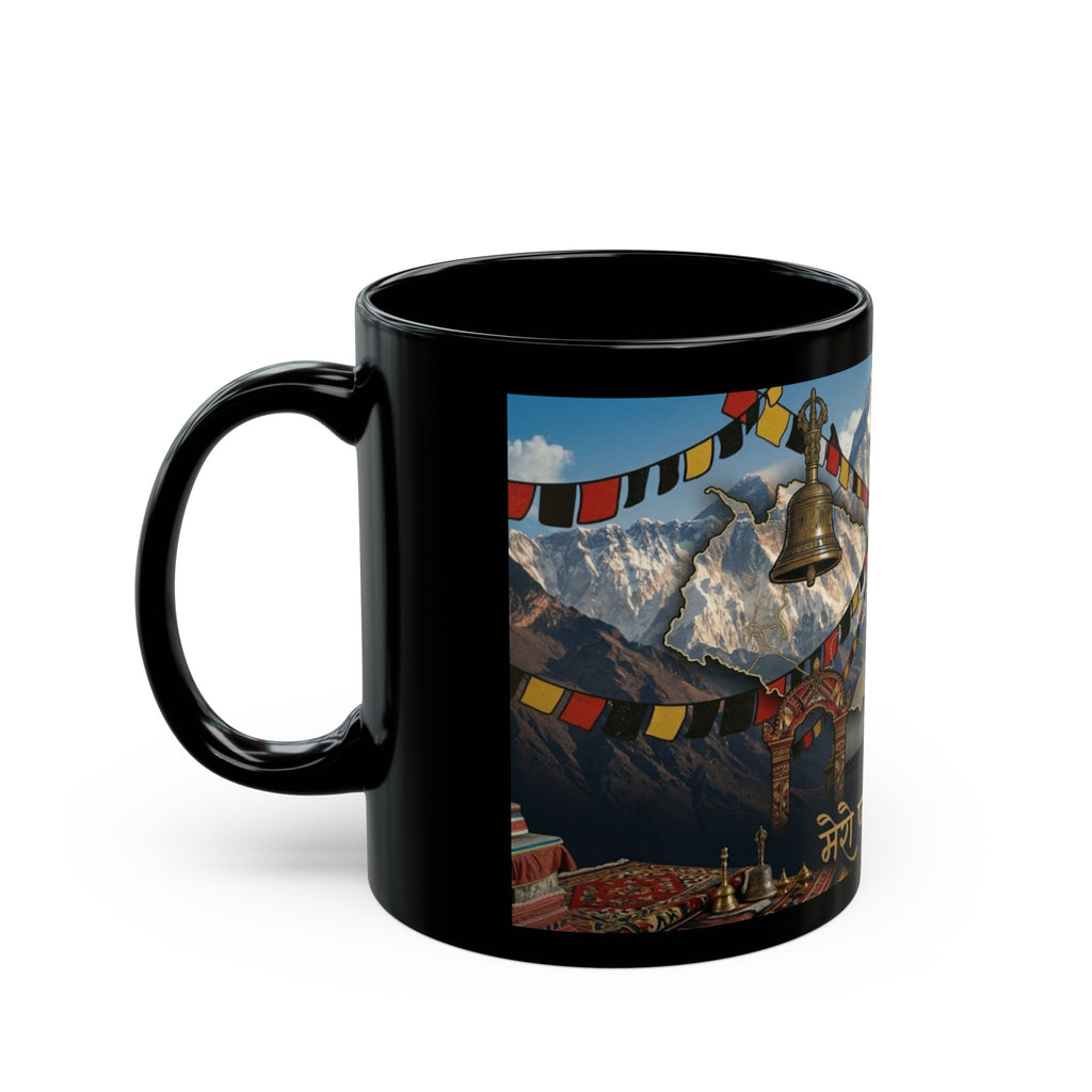 Nepal Stupa & Everest Black Ceramic Mug — "Mero Pyaro Nepal" Travel Souvenir (11oz/15oz)