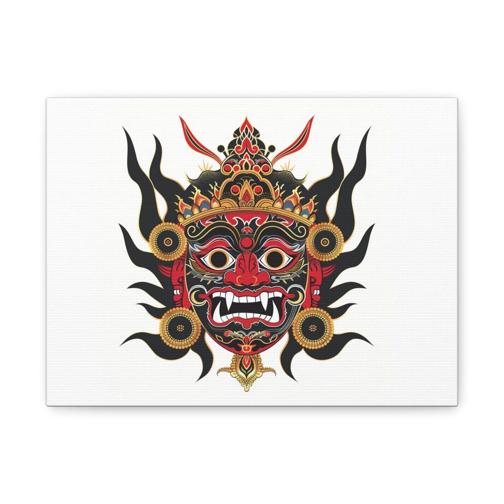 Majestic Bhairab Mask – Traditional Nepalese Guardian Art Matte Stretched Canvas Print — 1.25"