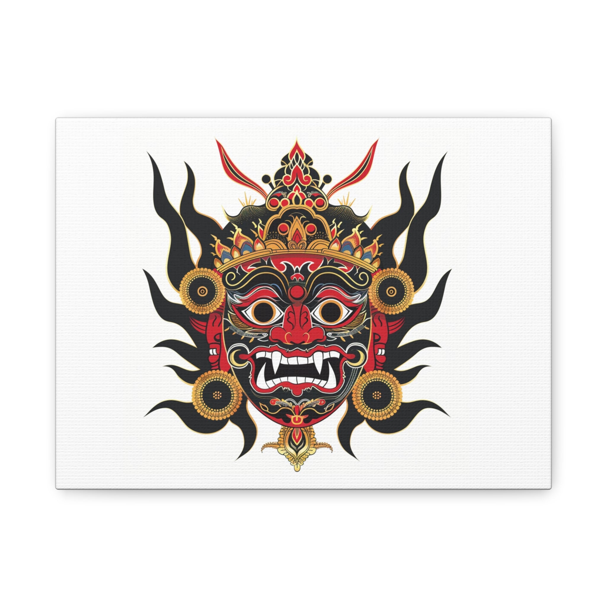 Majestic Bhairab Mask – Traditional Nepalese Guardian Art Matte Stretched Canvas Print — 1.25"