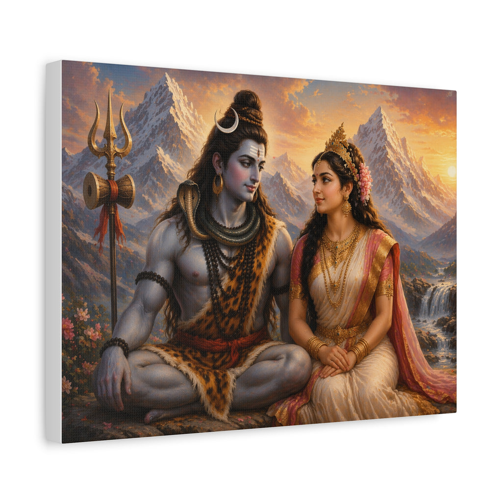 Shiva and Parvati Matte Stretched Canvas