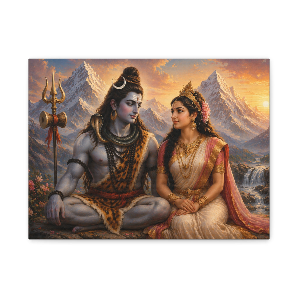 Shiva and Parvati Matte Stretched Canvas