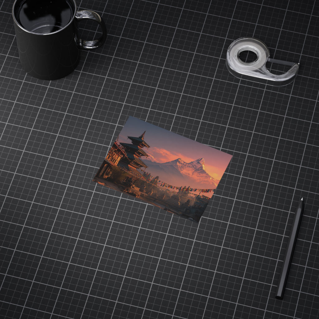 Himalayan Sunset Landscape Art Print — Nepal Temple Mountain Wall Decor (Unframed)