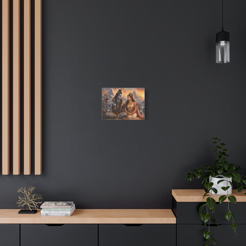 Shiva and Parvati Matte Stretched Canvas